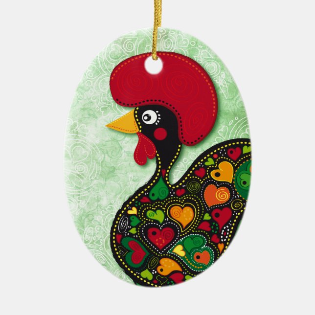 Typischer Hahn von Barcelos Keramikornament (Vorne)
