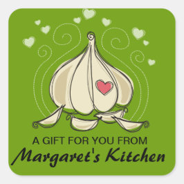 Typisches Etikett für Knoblauchklumpen Quadratischer Aufkleber