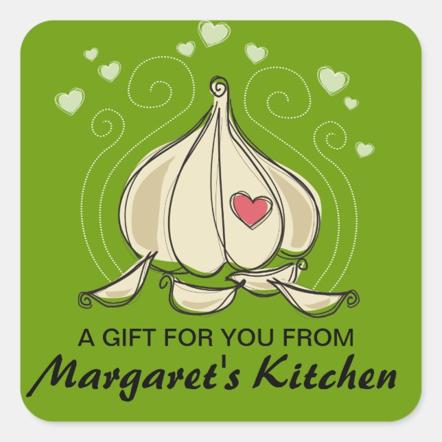 Typisches Etikett für Knoblauchklumpen Quadratischer Aufkleber (Vorderseite)
