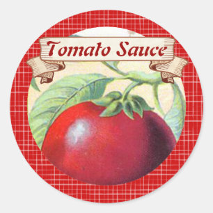 Typisches Etikett für Tomatenkonserven aus Weintra Runder Aufkleber