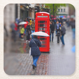 Typisches London - Vergessen Sie nicht den Regensc Rechteckiger Pappuntersetzer