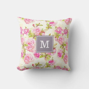 Typisches Muster Alte Rose Monogramm Kissen