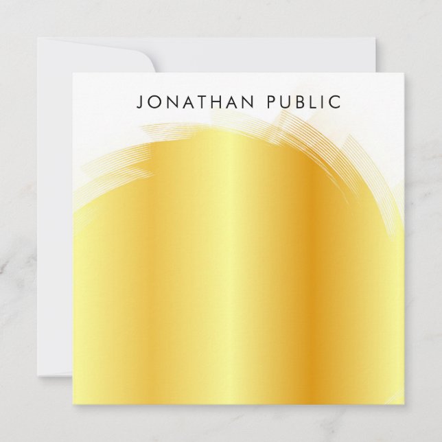 Typisierte Script Monogram Elegant Imitats Gold Te Mitteilungskarte (Vorderseite)