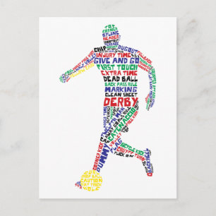 Typografic Soccer Player Postkarte
