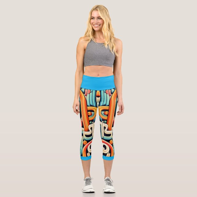 Typografie abstrakter Muster geometrischer Formen Capri Leggings (Vorderseite)