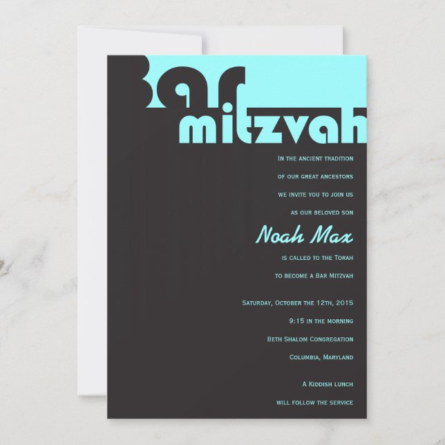 TYPOGRAFIE Anpassbare Bar Mitzvah Einladung (Vorderseite)