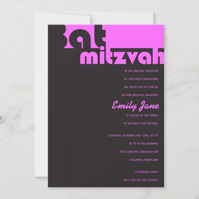 TYPOGRAFIE Anpassbare Bar Mitzvah Einladung (Vorderseite)