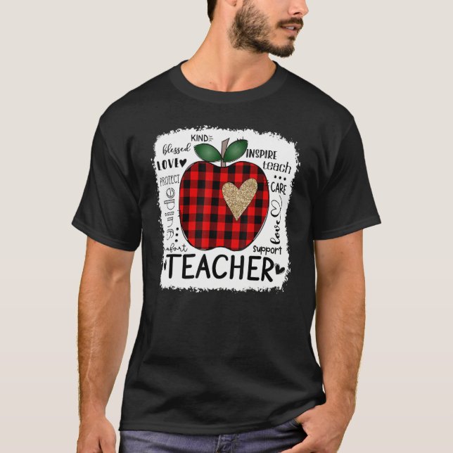 Typografie Apple Red Kariert Valentine Day T-Shirt (Vorderseite)
