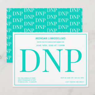 Typografie Aquamarin White DNP Graduation Party Einladung