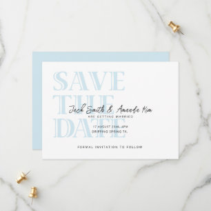 Typografie Baby Blue Flat Save the Date Card