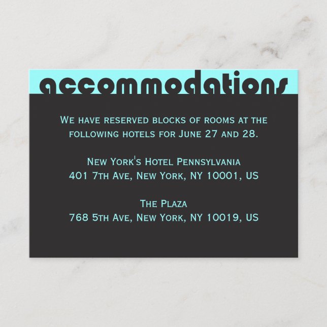 TYPOGRAFIE Bar Bat Mitzvah Unterkunft Karte 2 (Vorderseite)