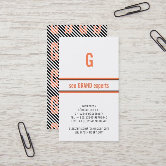 Typografie-basierte moderne Koralle Visitenkarte (Vorderseite/Rückseite Beispiel)