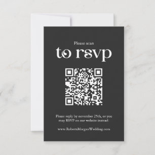 Typografie Black QR Code Hochzeit RSVP Karte