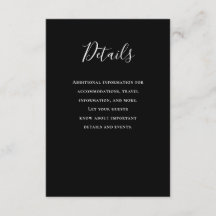 Typografie Black Wedding Details Enclosure Card