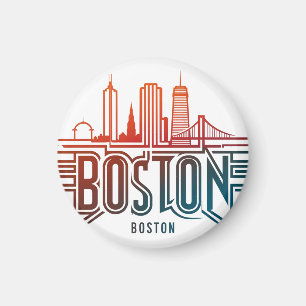 Typografie Boston City Skyline Magnet