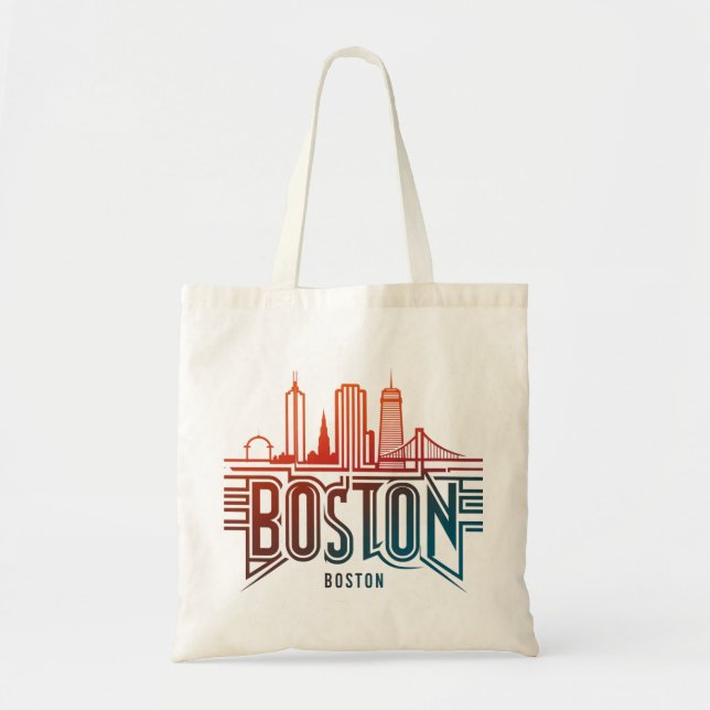 Typografie Boston City Skyline Tragetasche (Vorne)