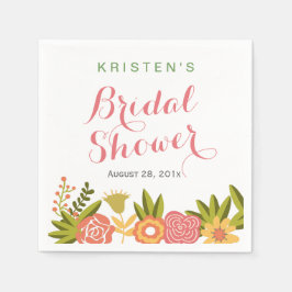 Typografie Brautparty Garden Blooming Floral Serviette