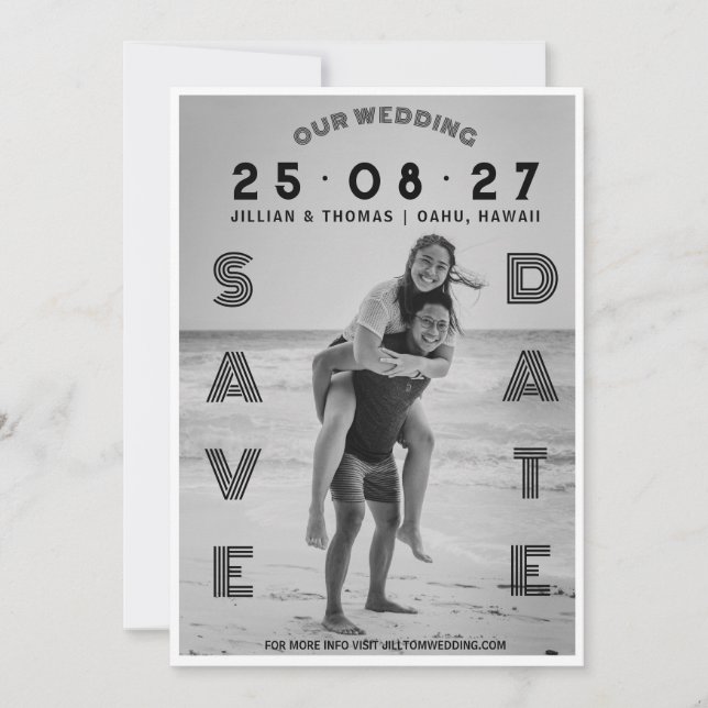 Typografie Briefing Custom Foto Wedding Save The Date (Vorderseite)