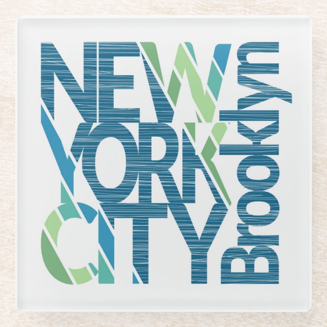 Typografie Brooklyns New York Glasuntersetzer (Vorderseite)