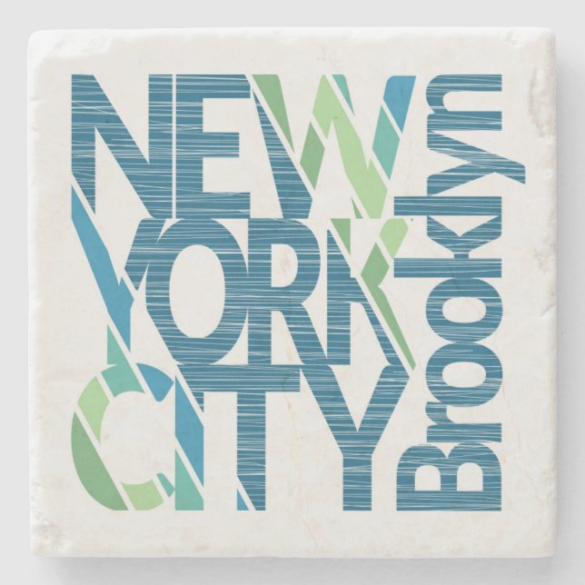 Typografie Brooklyns New York Steinuntersetzer (Vorderseite)