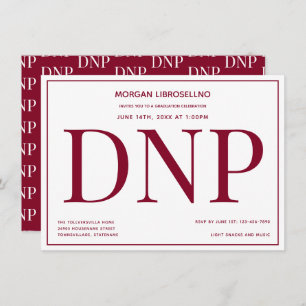Typografie Burgundy White DNP Graduation Party Einladung