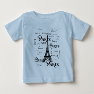 Typografie Calligrafie Paris Frankreich Eiffelturm Baby T-shirt