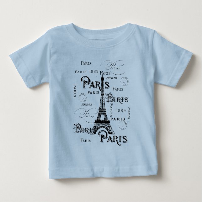 Typografie Calligrafie Paris Frankreich Eiffelturm Baby T-shirt (Vorderseite)