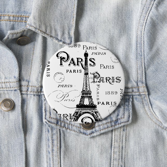 Typografie Calligrafie Paris Frankreich Eiffelturm Button (Beispiel)