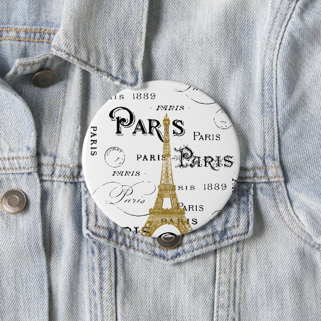 Typografie Calligrafie Paris Frankreich Eiffelturm Button (Beispiel)