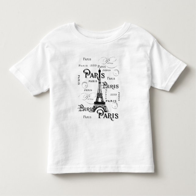 Typografie Calligrafie Paris Frankreich Eiffelturm Kleinkind T-shirt (Vorderseite)