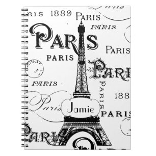 Typografie Calligrafie Paris Frankreich Eiffelturm Notizblock
