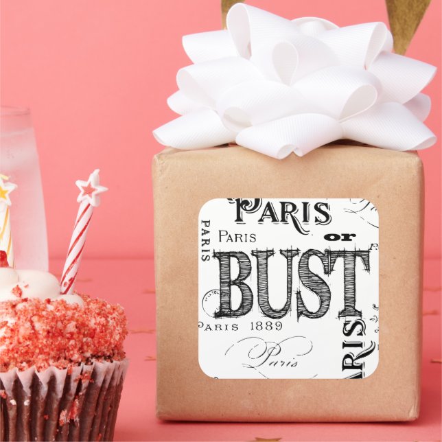 Typografie Calligrafie Paris Frankreich Eiffelturm Quadratischer Aufkleber (Party)