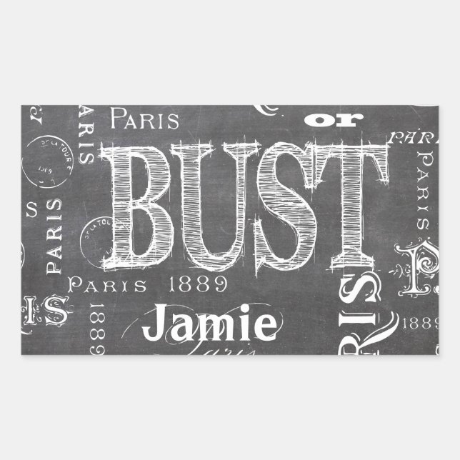 Typografie Calligrafie Paris Frankreich Eiffelturm Rechteckiger Aufkleber (Vorderseite)