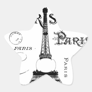 Typografie Calligrafie Paris Frankreich Eiffelturm Stern-Aufkleber