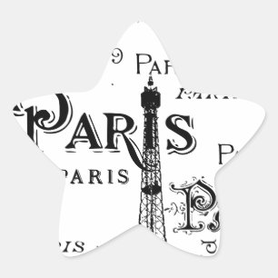 Typografie Calligrafie Paris Frankreich Eiffelturm Stern-Aufkleber