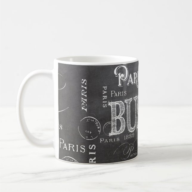 Typografie Calligrafie Paris Frankreich Eiffelturm Tasse (Links)