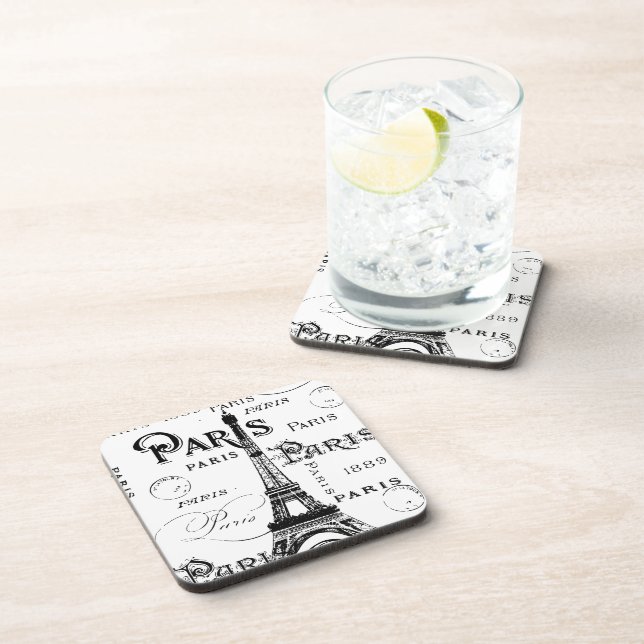 Typografie Calligrafie Paris Frankreich Eiffelturm Untersetzer (Rechte Seite)