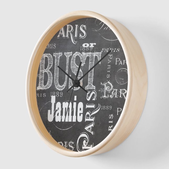 Typografie Calligrafie Paris Frankreich Eiffelturm Wanduhr (Winkel)