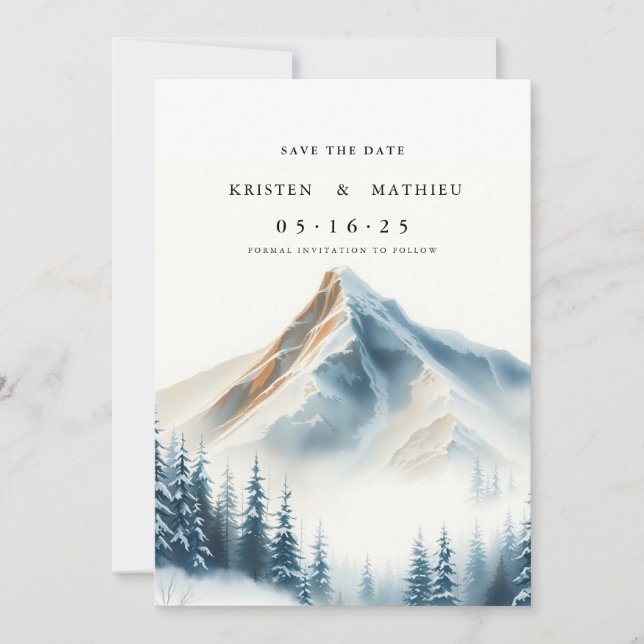 Typografie Custom Mountain Save The Date (Vorderseite)
