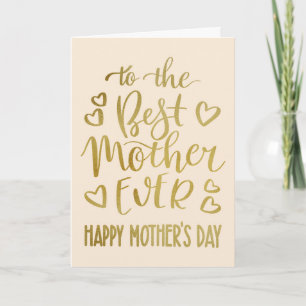 Typografie der besten Mutter je Muttertag in Gold Karte