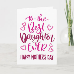 Typografie der besten Tochter je Muttertag in Rosa Karte