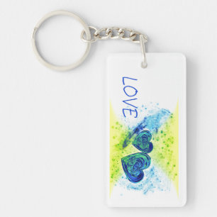 Typografie der blauen LIEBE Schlüsselanhänger