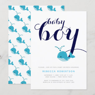 Typografie der Blauwale Babydusche Einladung