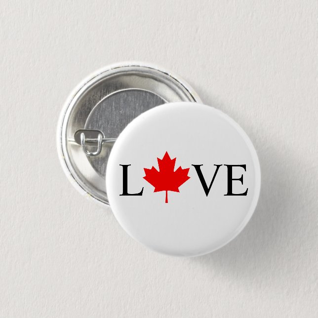 Typografie der Liebe mit Kanadas Ahornblatt Button (Vorne & Hinten)