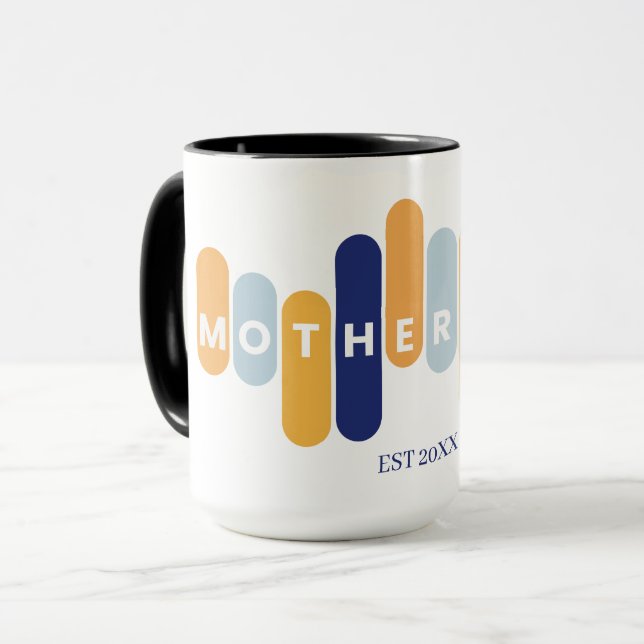 Typografie der Mutterschaft zum ersten Mal Mama Tasse (Vorderseite Links)