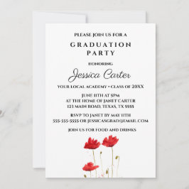 Typografie der Roten Poppies Blumengraduation Einladung