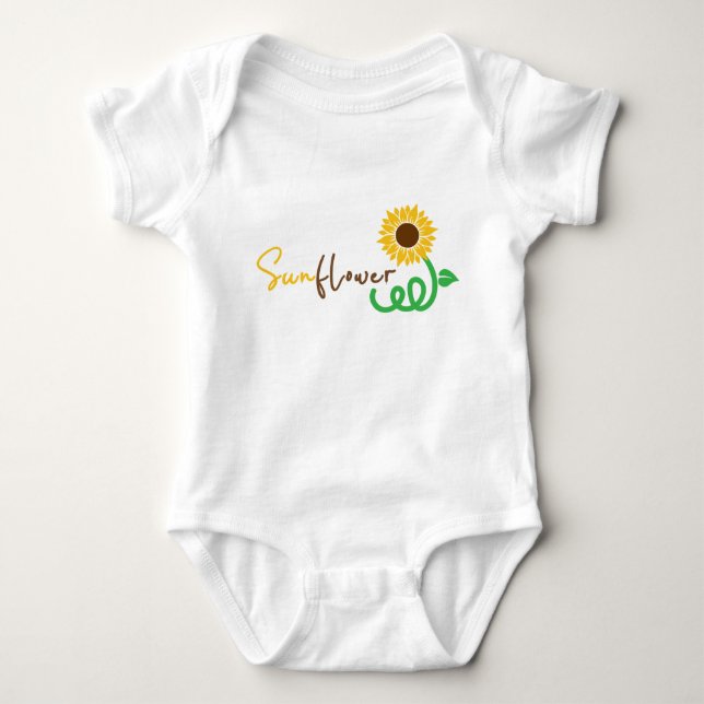 Typografie der Sonnenblumen Baby Strampler (Vorderseite)