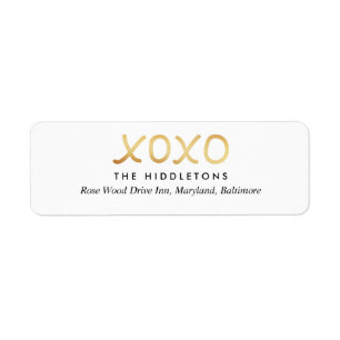 Typografie der Valentinstag-Imitat-Goldfolien-XOXO