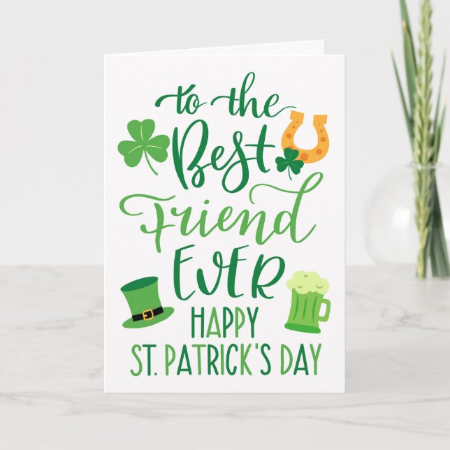 Typografie des besten Freundes je St Patrick's Day Karte (Vorderseite)