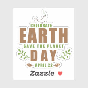 Typografie des Earth Day Rettet den Planeten Aufkleber